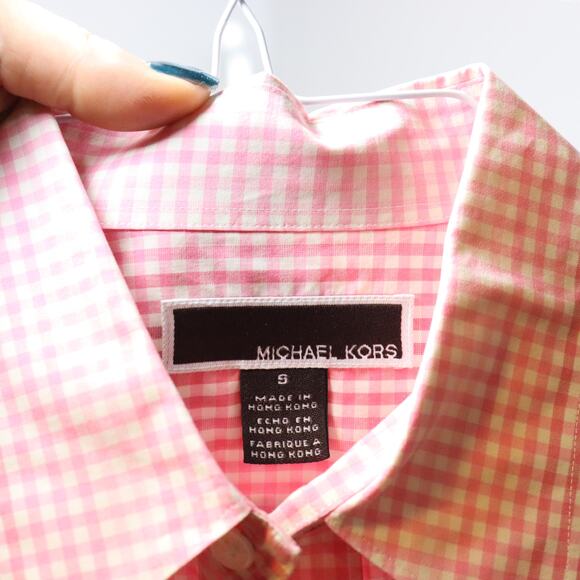 Michael Kors Men’s Pink Gingham Check Shirt – Size Small - Picture 6 of 6